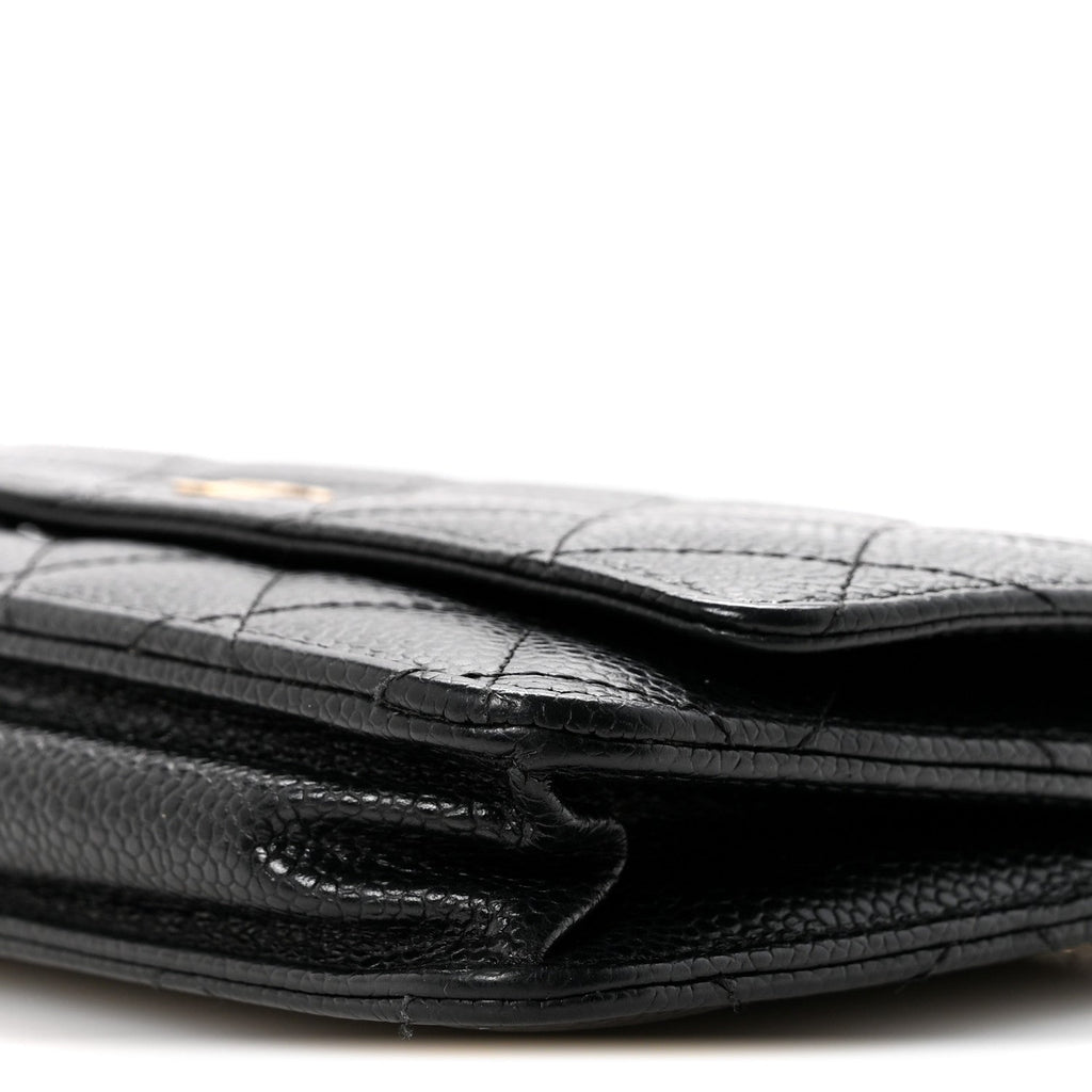 Caviar Quilted Wallet On Chain WOC Black