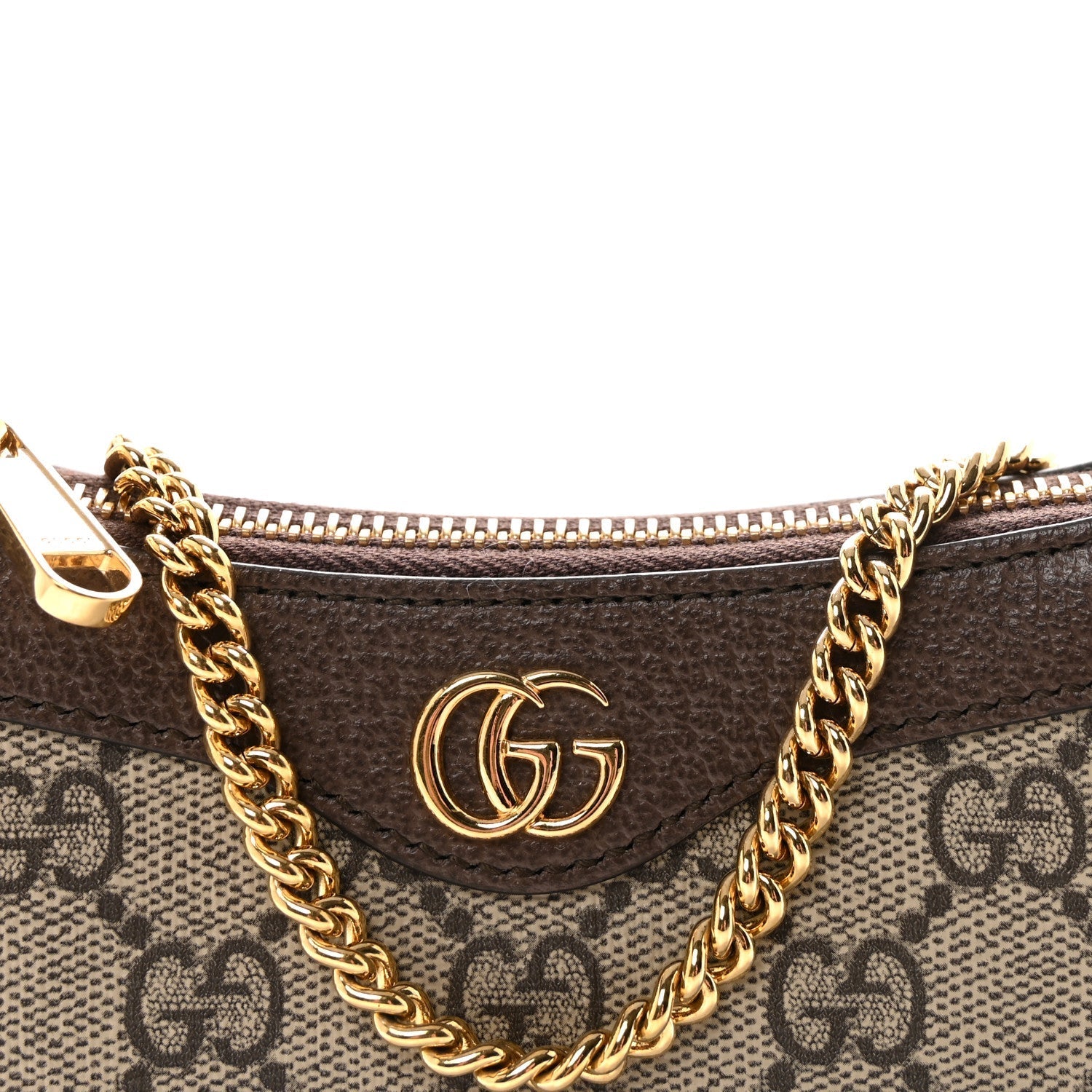 GG Supreme Monogram Textured Dollar Calfskin Mini Ophidia Chain Bag Beige Ebony