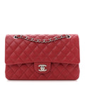 Lambskin Quilted Medium Double Flap Red