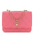 Lambskin Quilted Mini Trendy CC Wallet On Chain WOC Pink