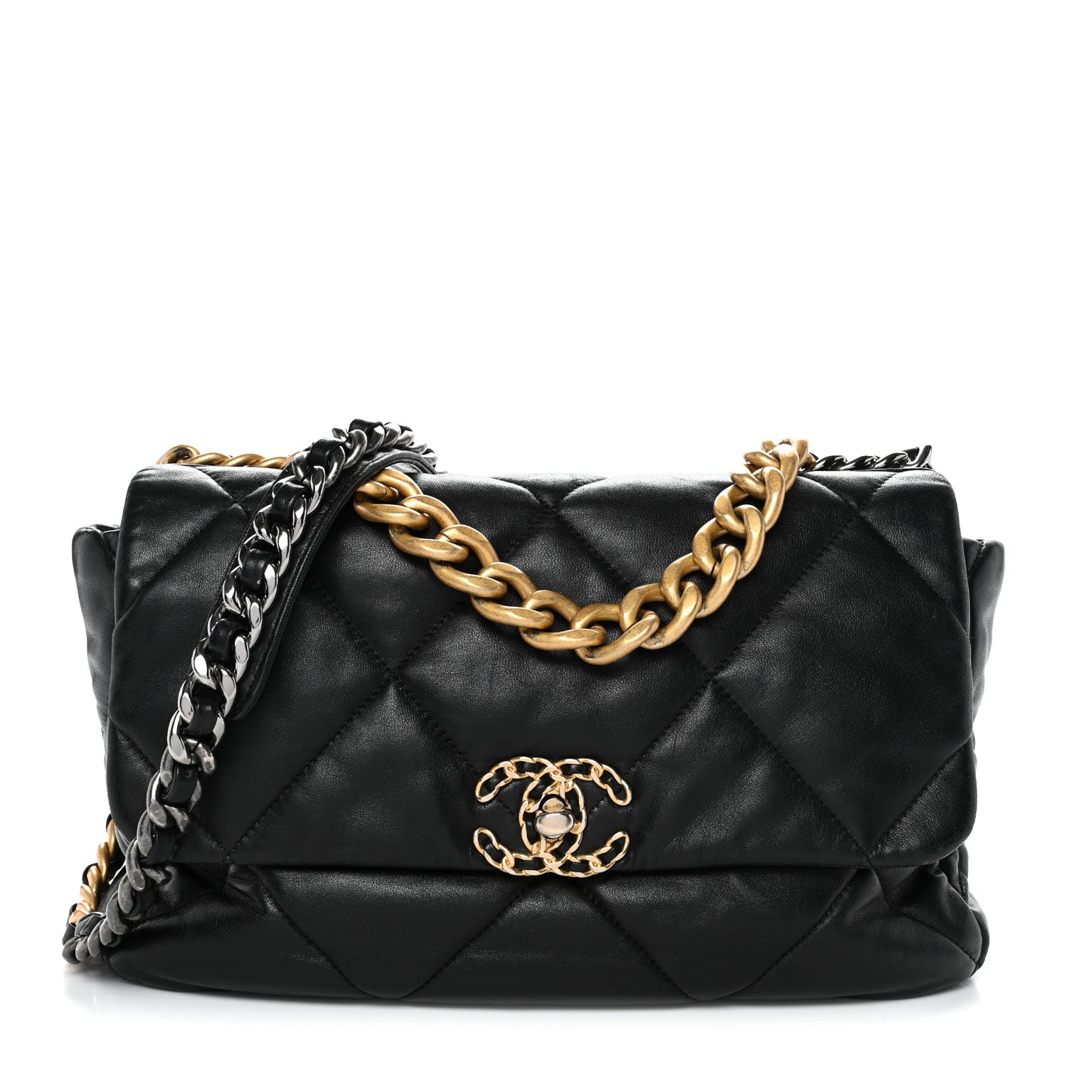 Goatskin Quilted Large Chanel 19 Flap Black