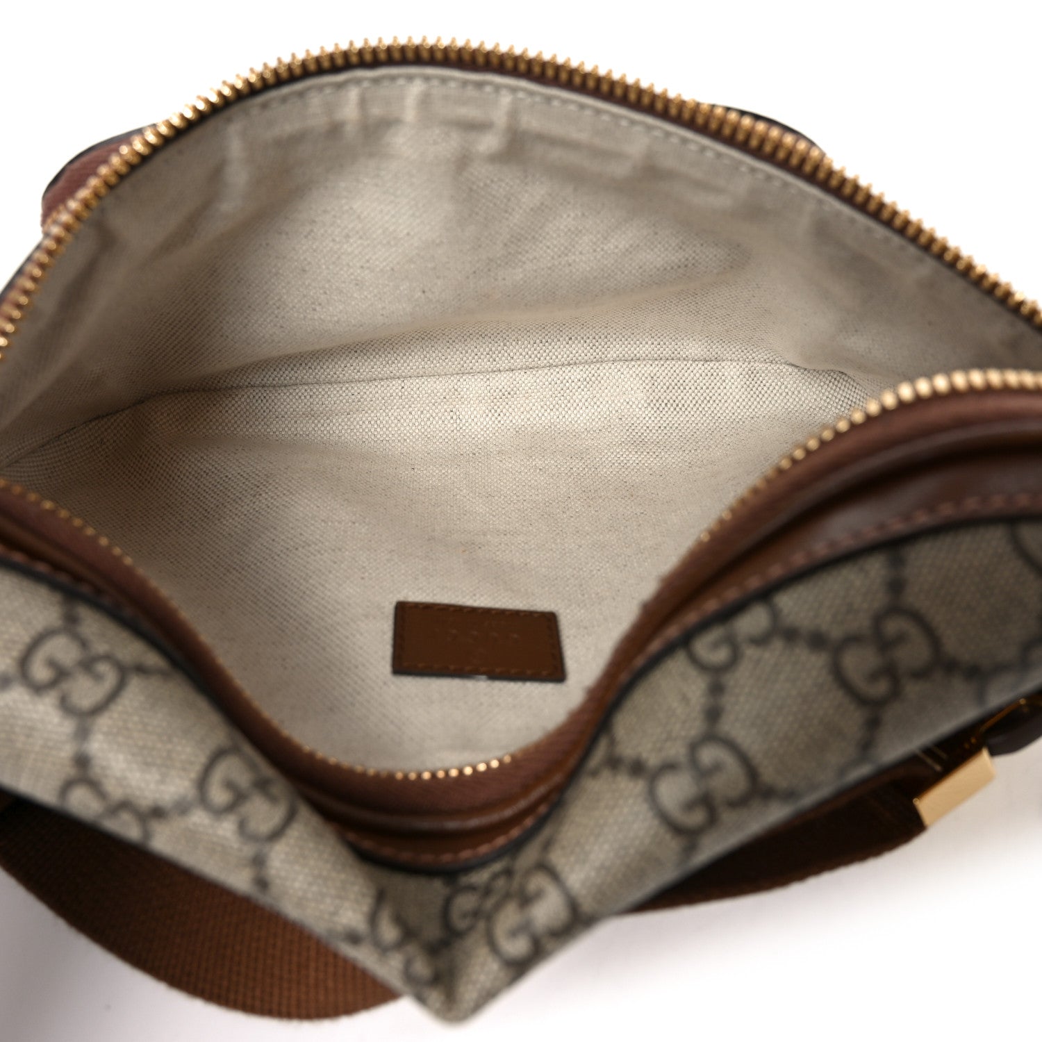 GG Supreme Monogram Textured Calfskin Retro Interlocking G Belt Bag Beige Ebony Brown Sugar
