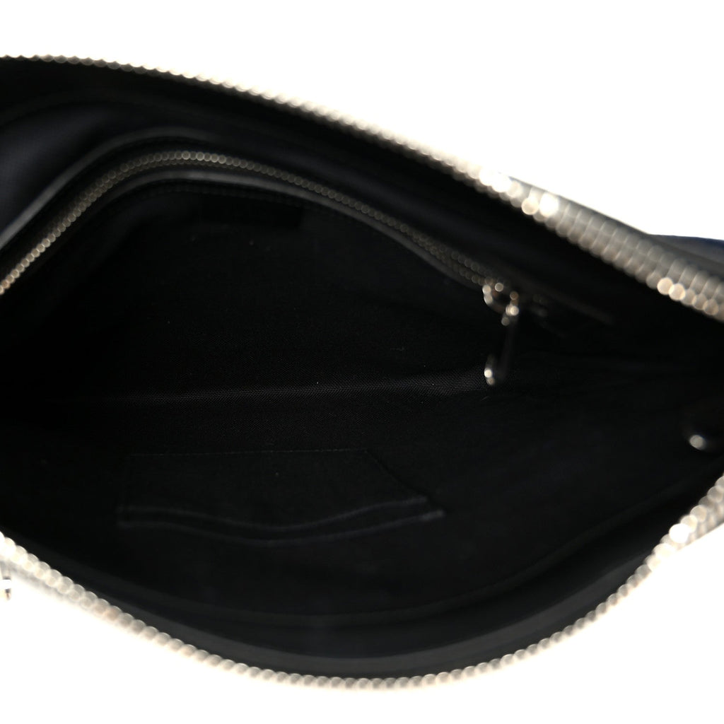 GG Supreme Monogram Appia Calfskin Web Flat Messenger Bag Black Grey