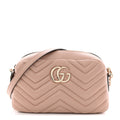 Calfskin Matelasse Small GG Marmont Camera Bag Pink Beige