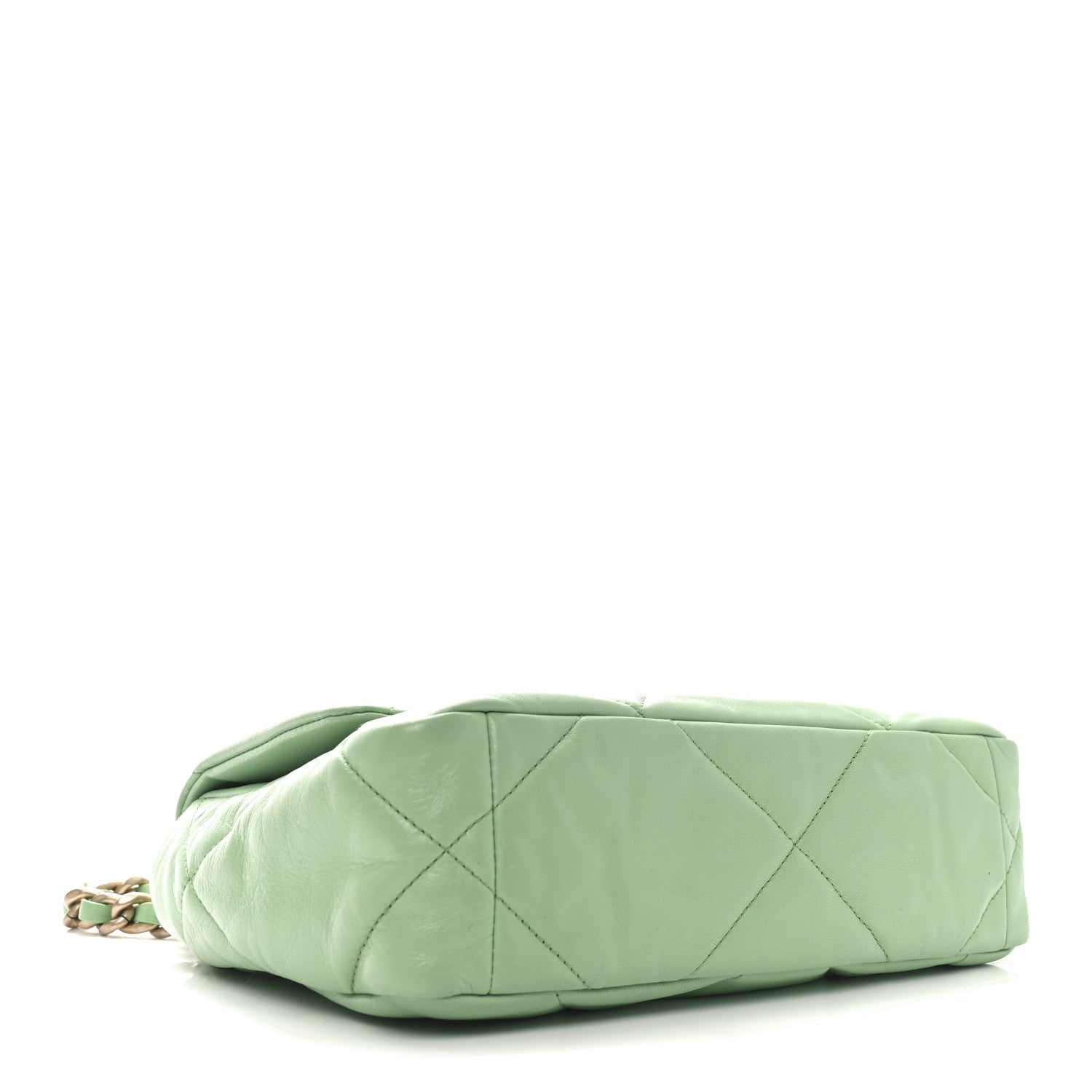 Goatskin Quilted Medium Chanel 19 Flap Light Green