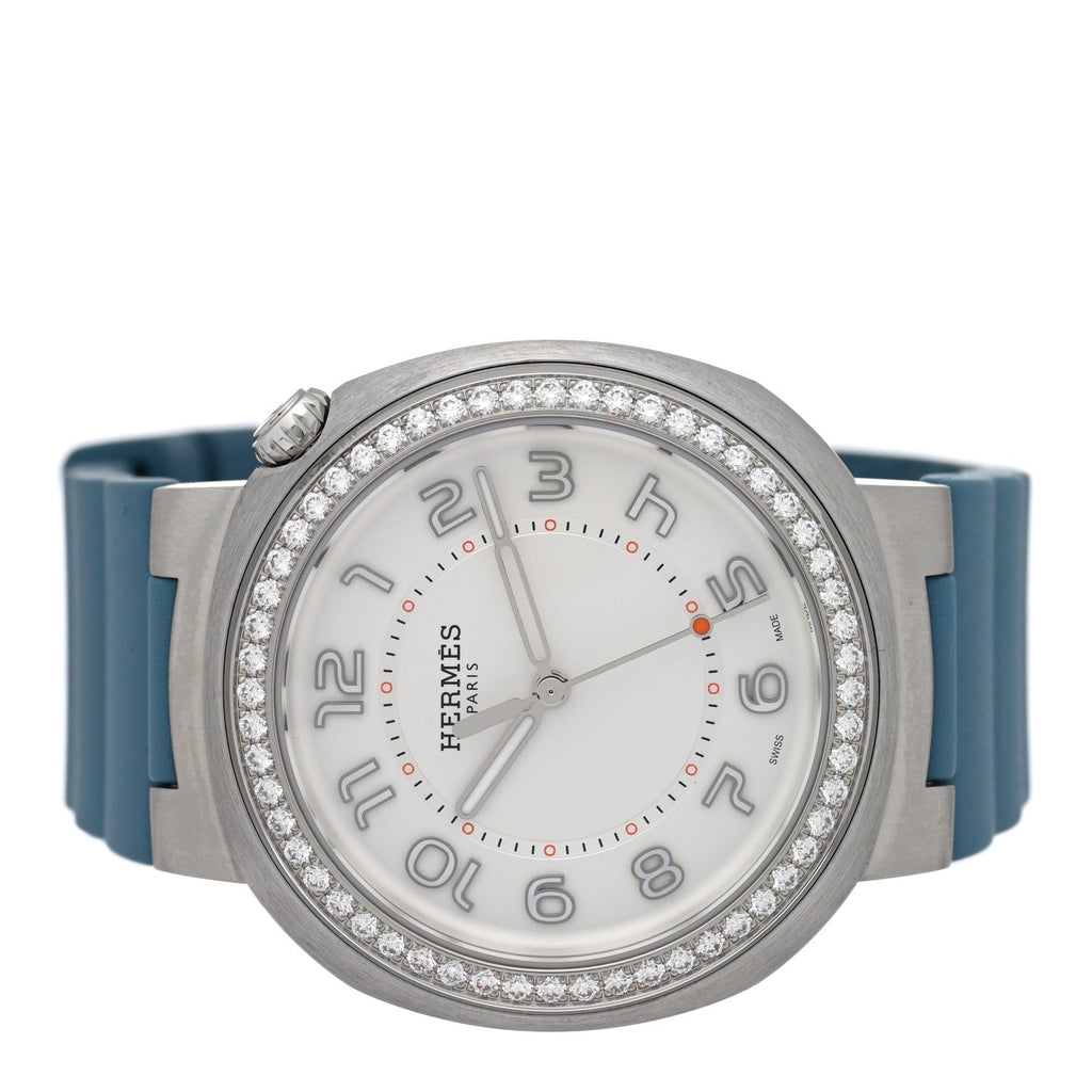 Stainless Steel Rubber Diamond Bezel 36mm Cut Automatic Watch Blue Jean