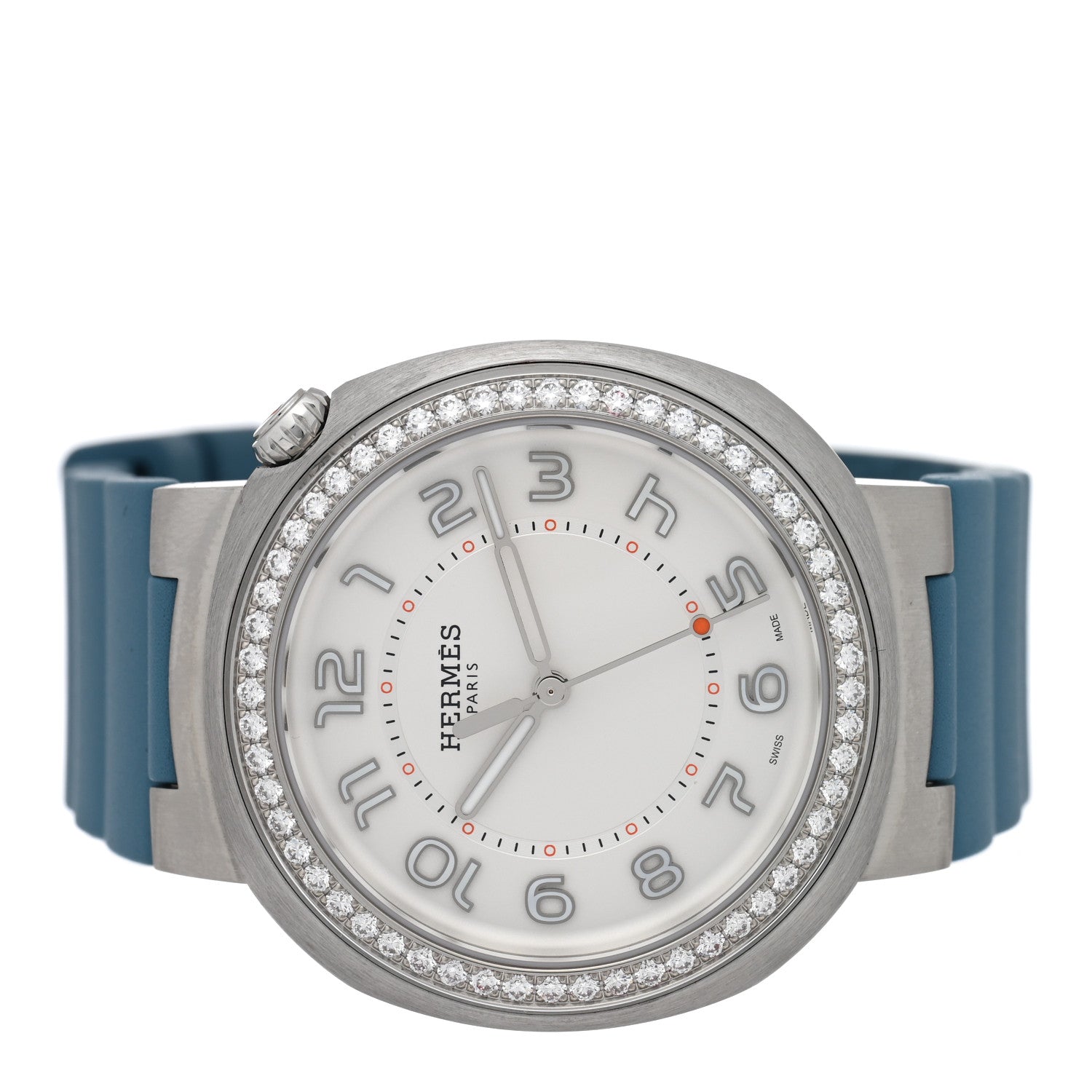 Stainless Steel Rubber Diamond Bezel 36mm Cut Automatic Watch Blue Jean