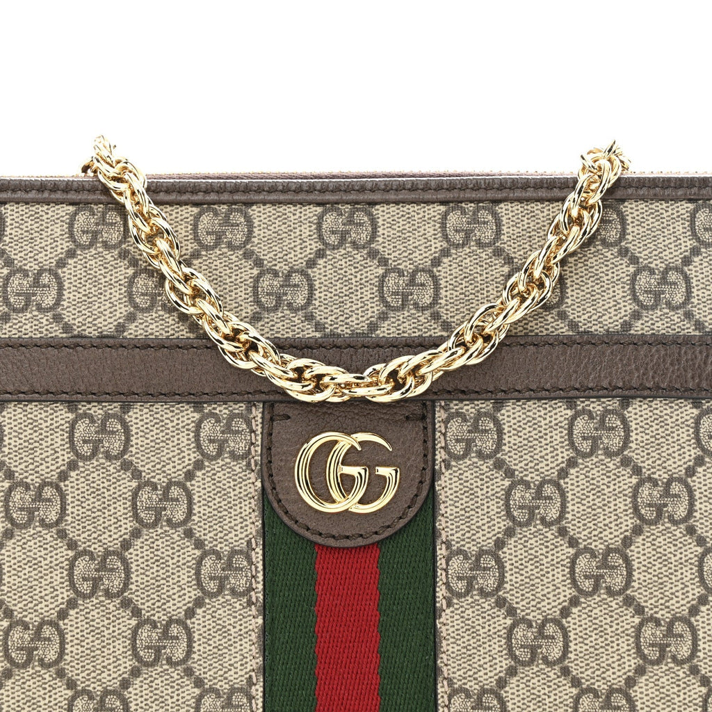 GG Supreme Monogram Web Ophidia Chain Shoulder Bag Brown