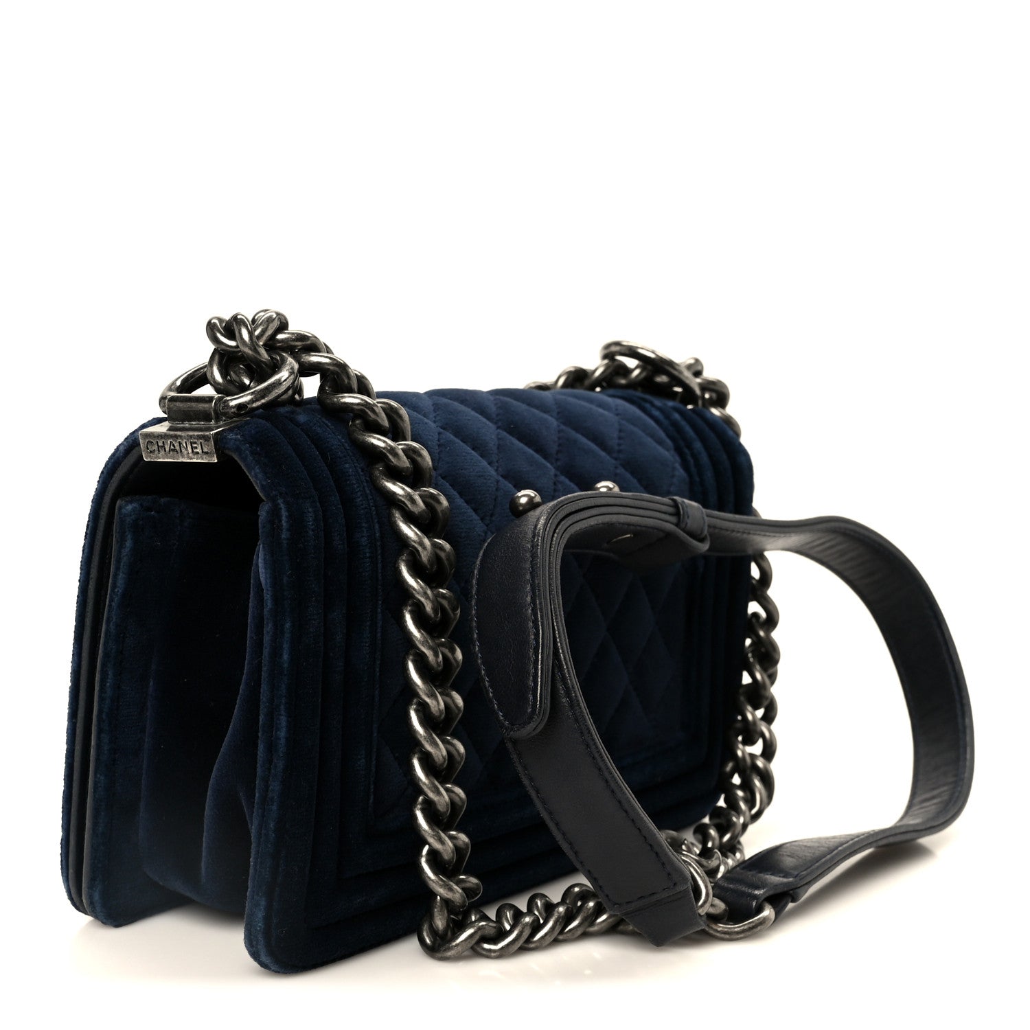 Velvet Quilted Small Boy Flap Blue