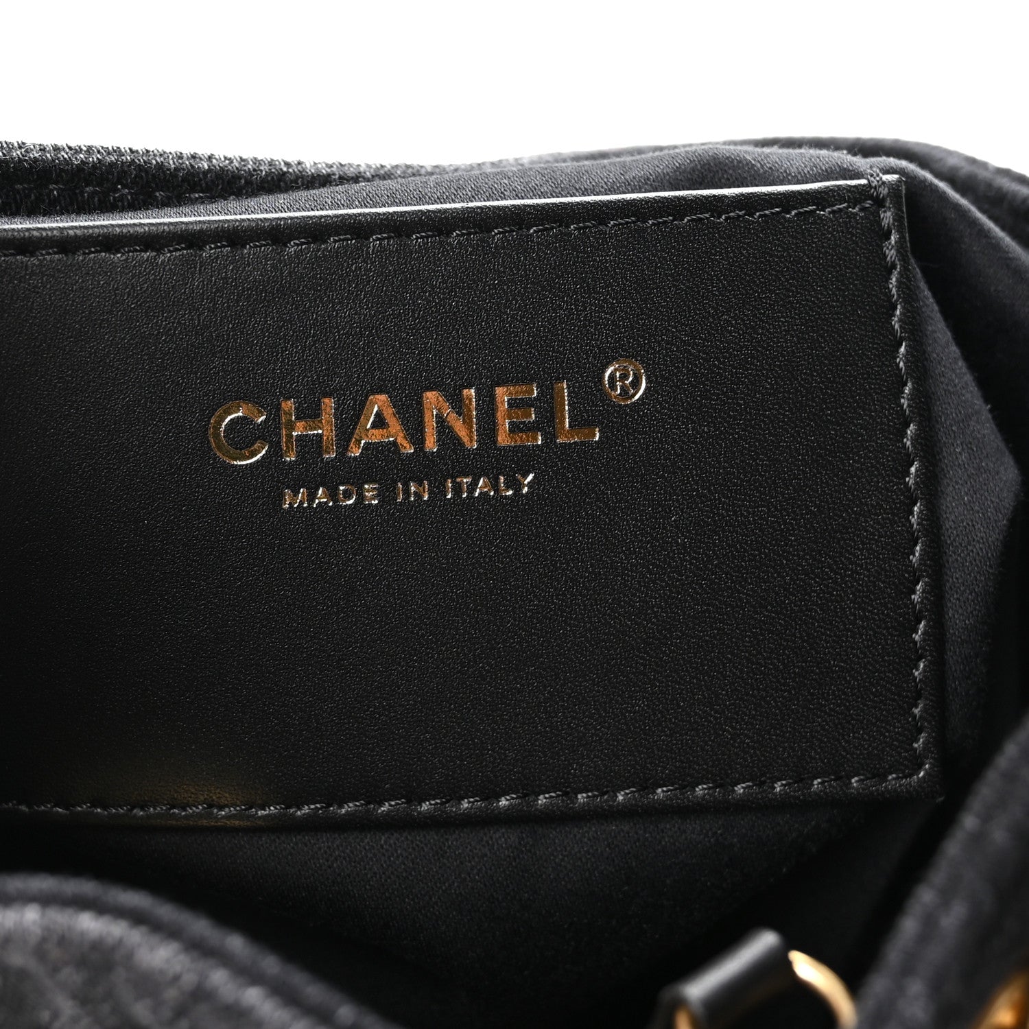 Washed Denim Quilted Medium Chanel 25 Handbag Black