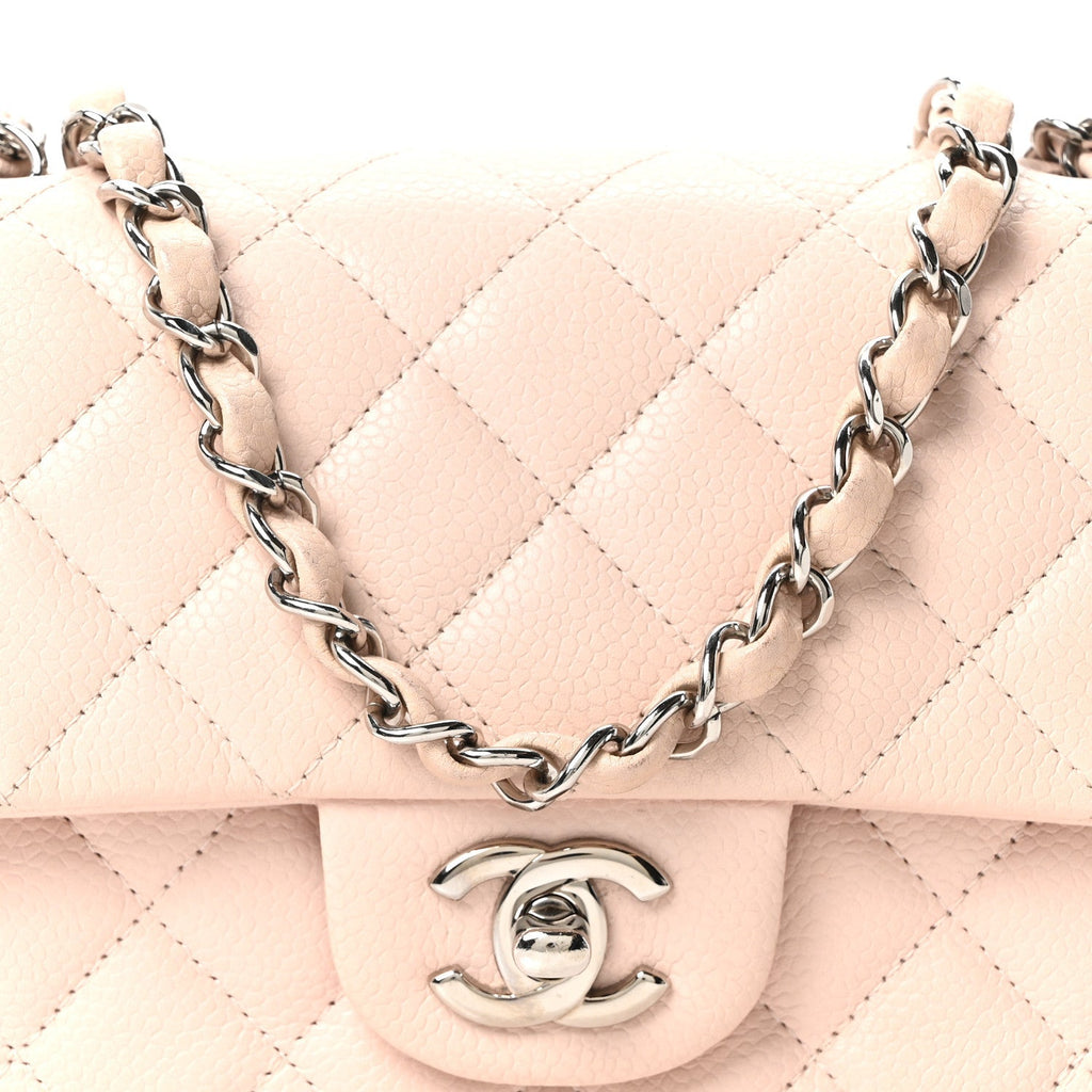 Caviar Quilted Mini Rectangular Flap Light Pink