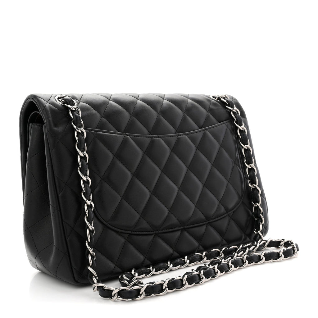 Lambskin Quilted Jumbo Double Flap Black
