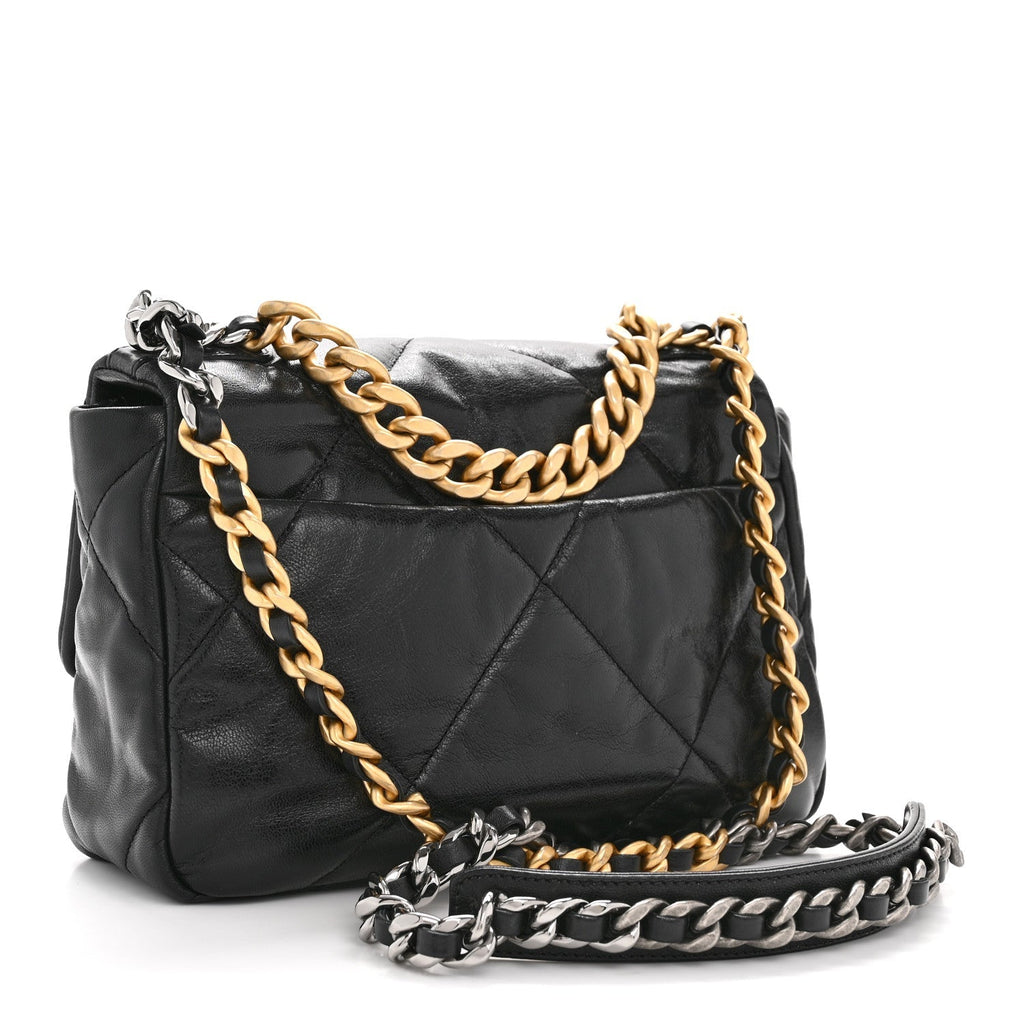 Goatskin Quilted Medium Chanel 19 Flap Black
