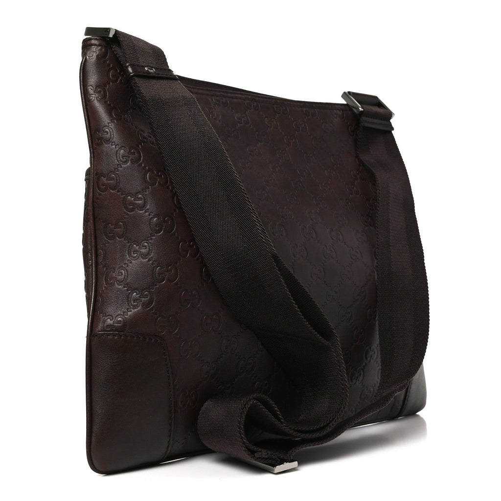 Guccissima Flat Messenger Bag Brown Dark Brown