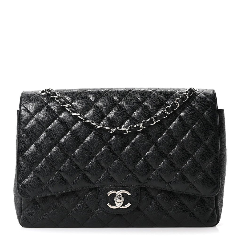 Caviar Quilted Maxi Double Flap Black