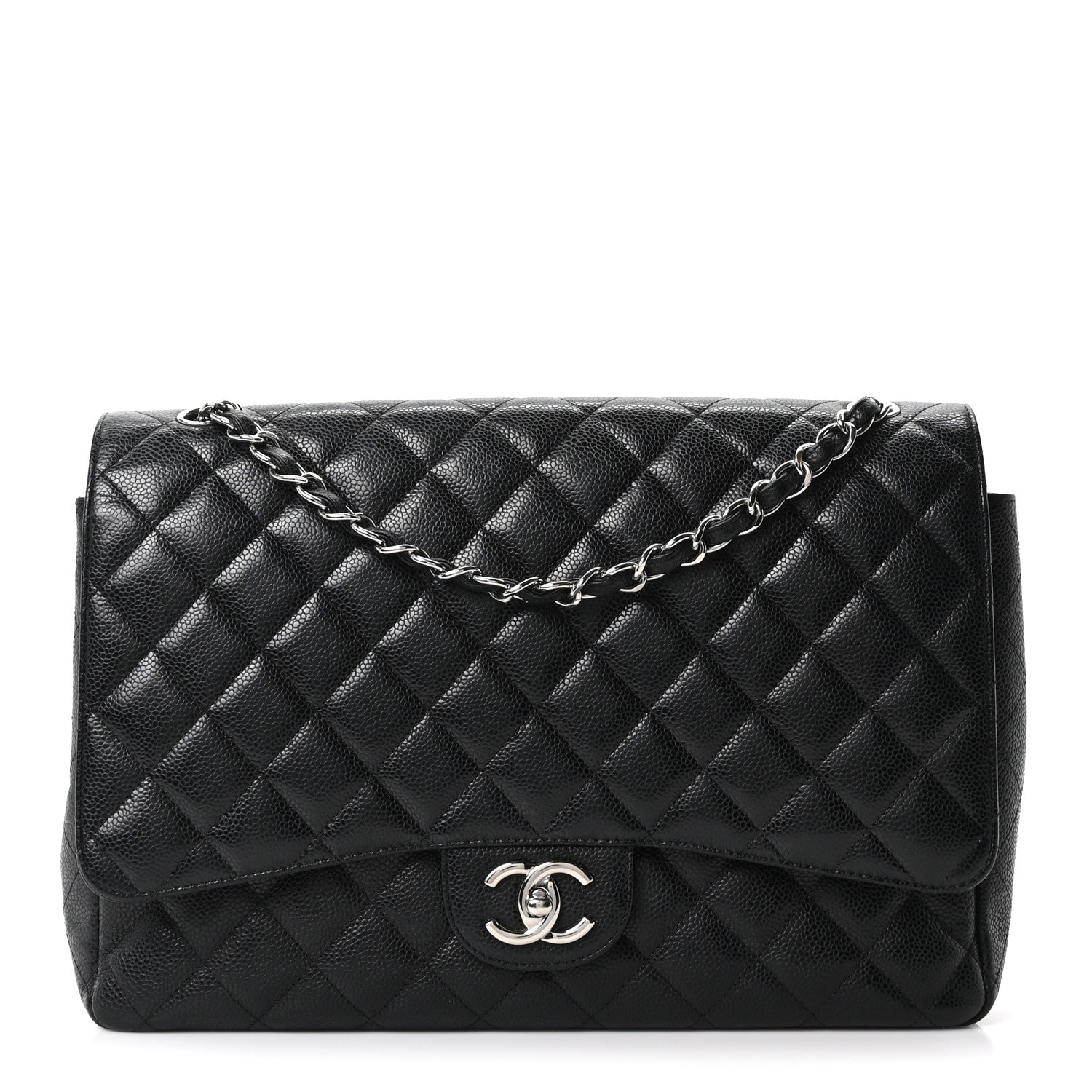 Caviar Quilted Maxi Double Flap Black