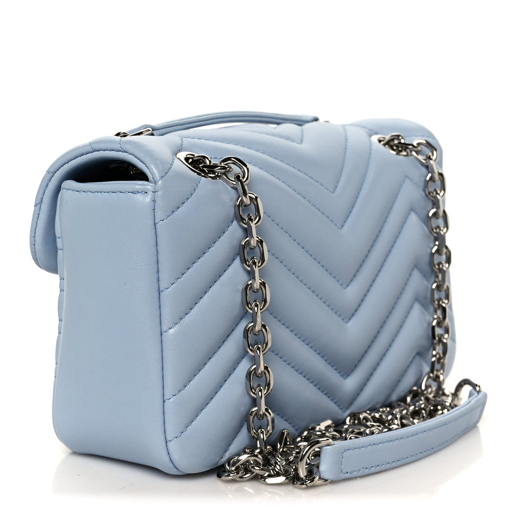 Lambskin Matelasse Small GG Marmont Shoulder Bag Porcelain Light Blue