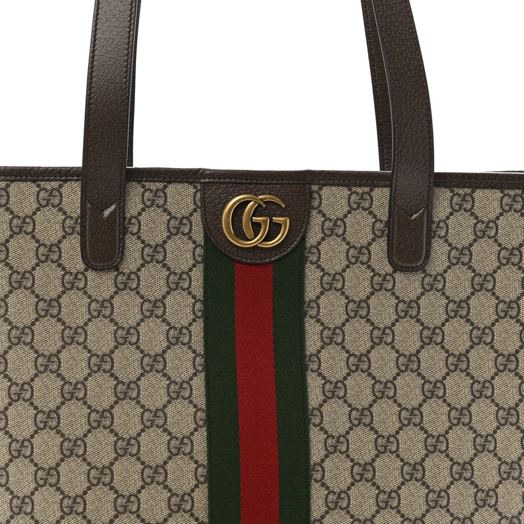GG Supreme Monogram Medium Ophidia Tote Bag Brown