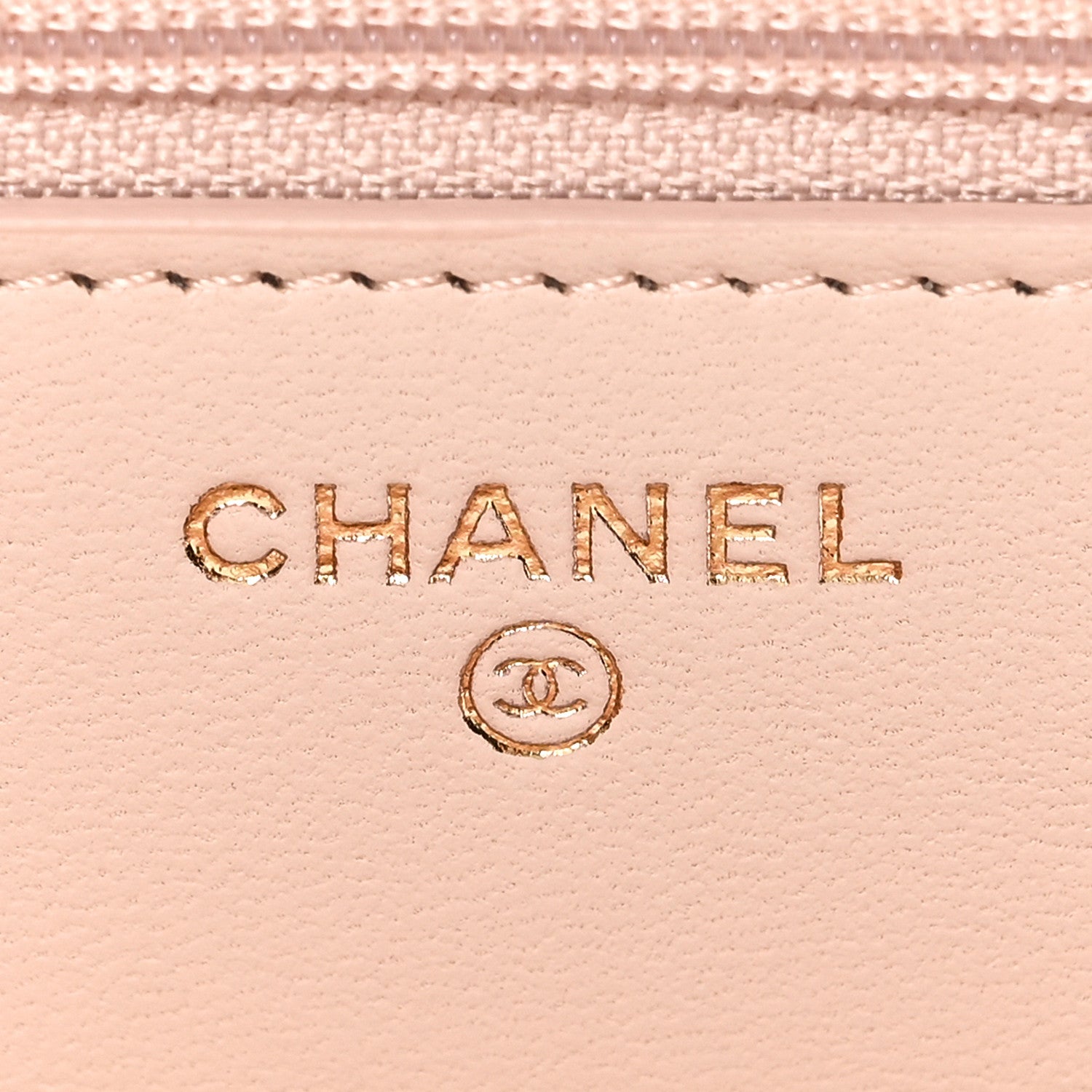 Lambskin Quilted Trendy CC Wallet On Chain WOC Light Beige
