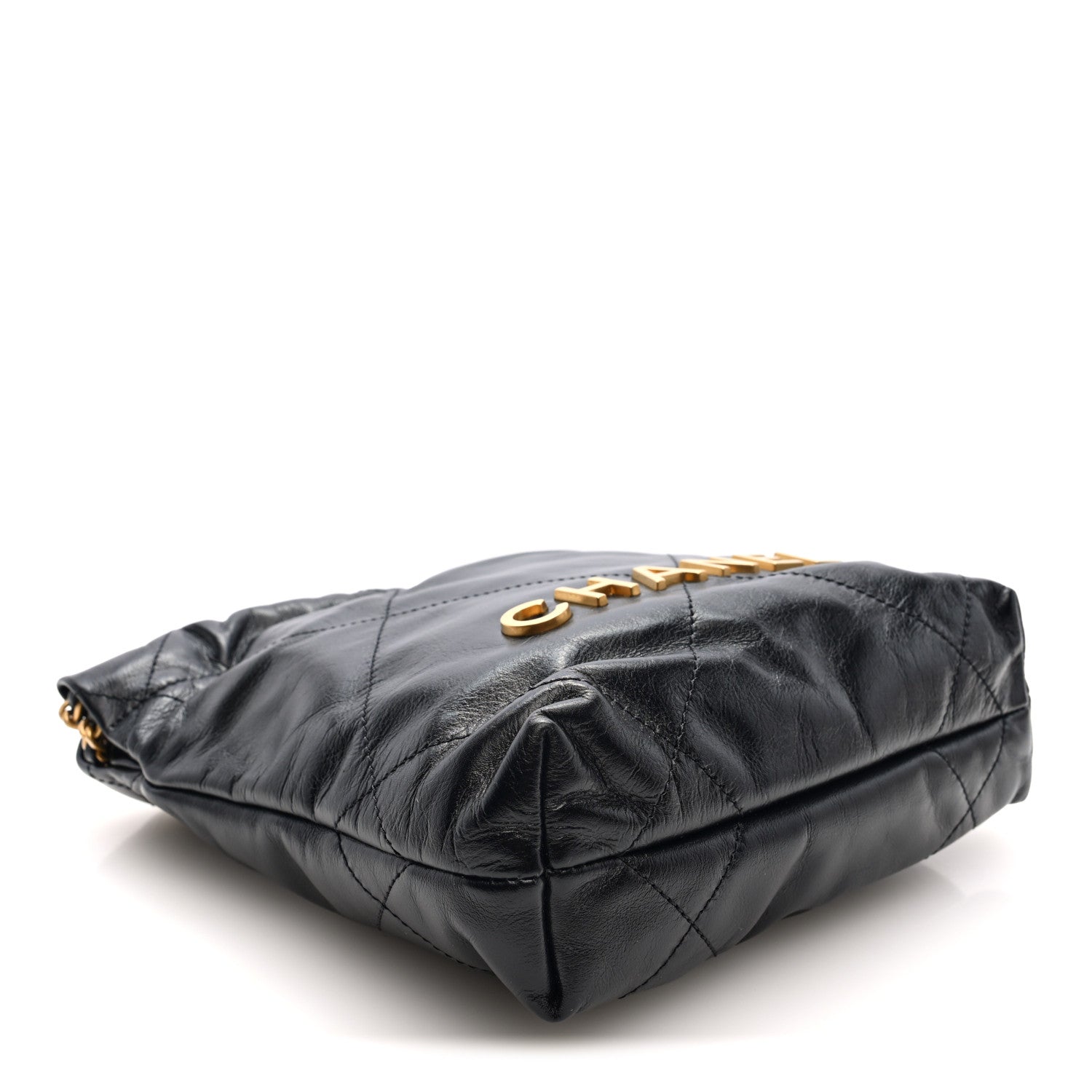 Shiny Calfskin Quilted Mini Chanel 22 Black