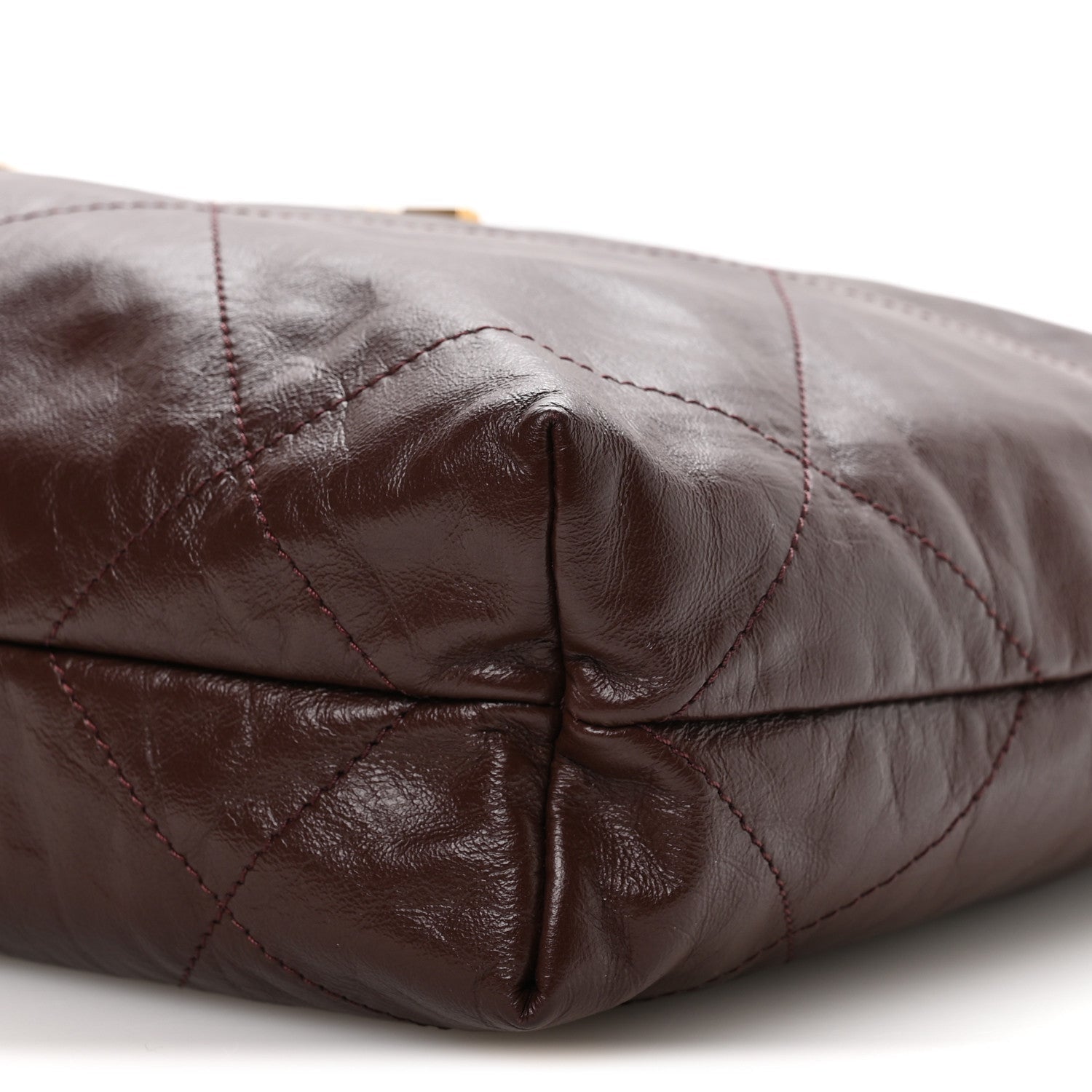 Shiny Calfskin Quilted Small Chanel 22 Dark Brown