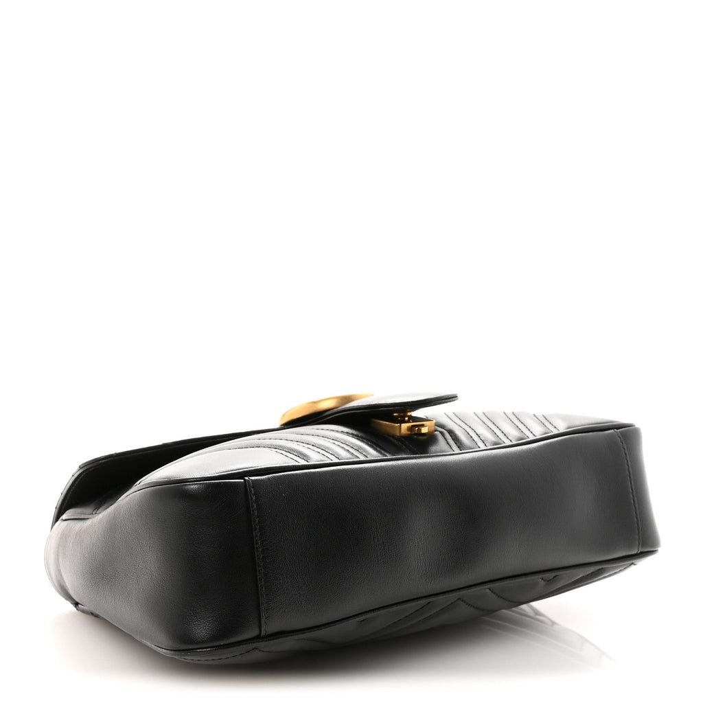 Calfskin Matelasse Medium GG Marmont Shoulder Bag Black