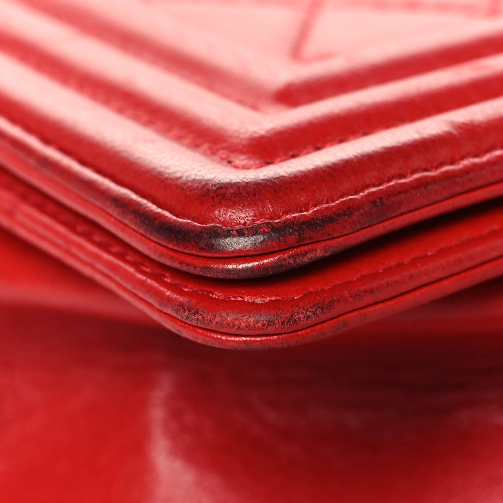 Lambskin Quilted New Medium Boy Flap Red