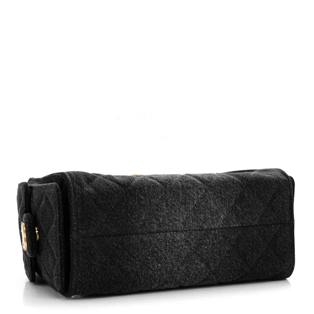 Washed Denim Quilted Mini Chanel 25 Handbag Black