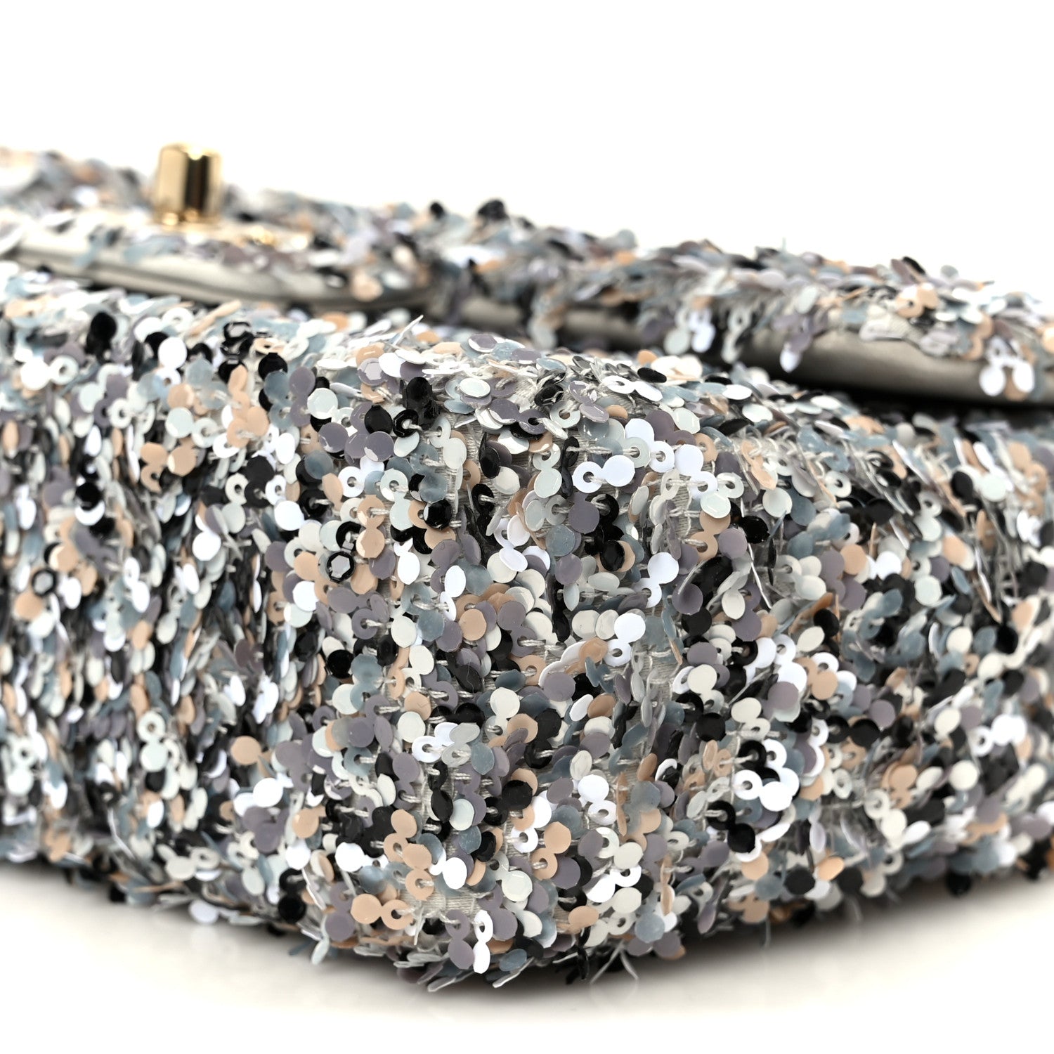 Sequin Mini Flap Gray Black White Pearly White