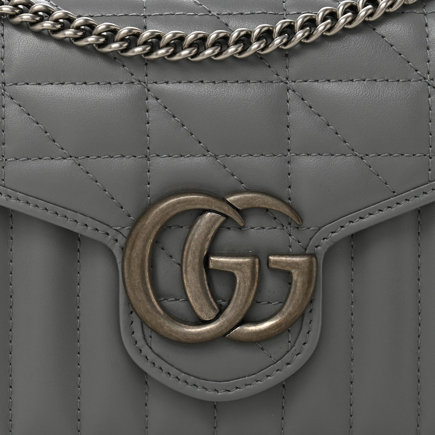 Calfskin Matelasse Aria GG Marmont Chain Wallet Deep Grey