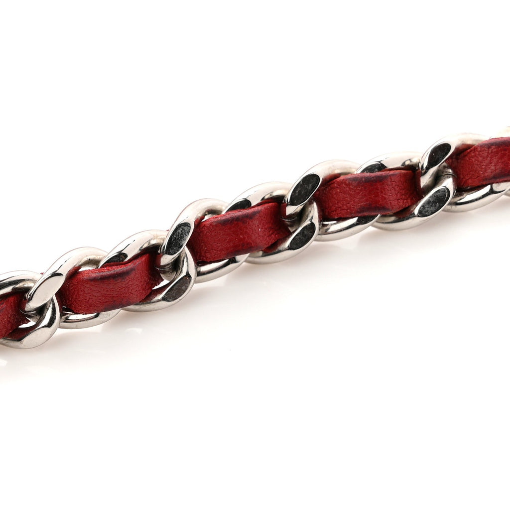 Lambskin Camellia Embossed Wallet On Chain WOC Red