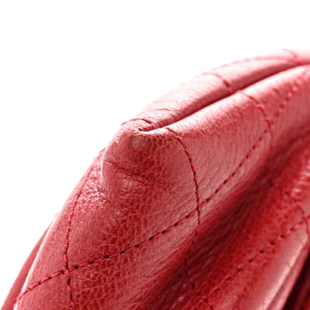 Lambskin Half Moon Wallet On Chain WOC Red