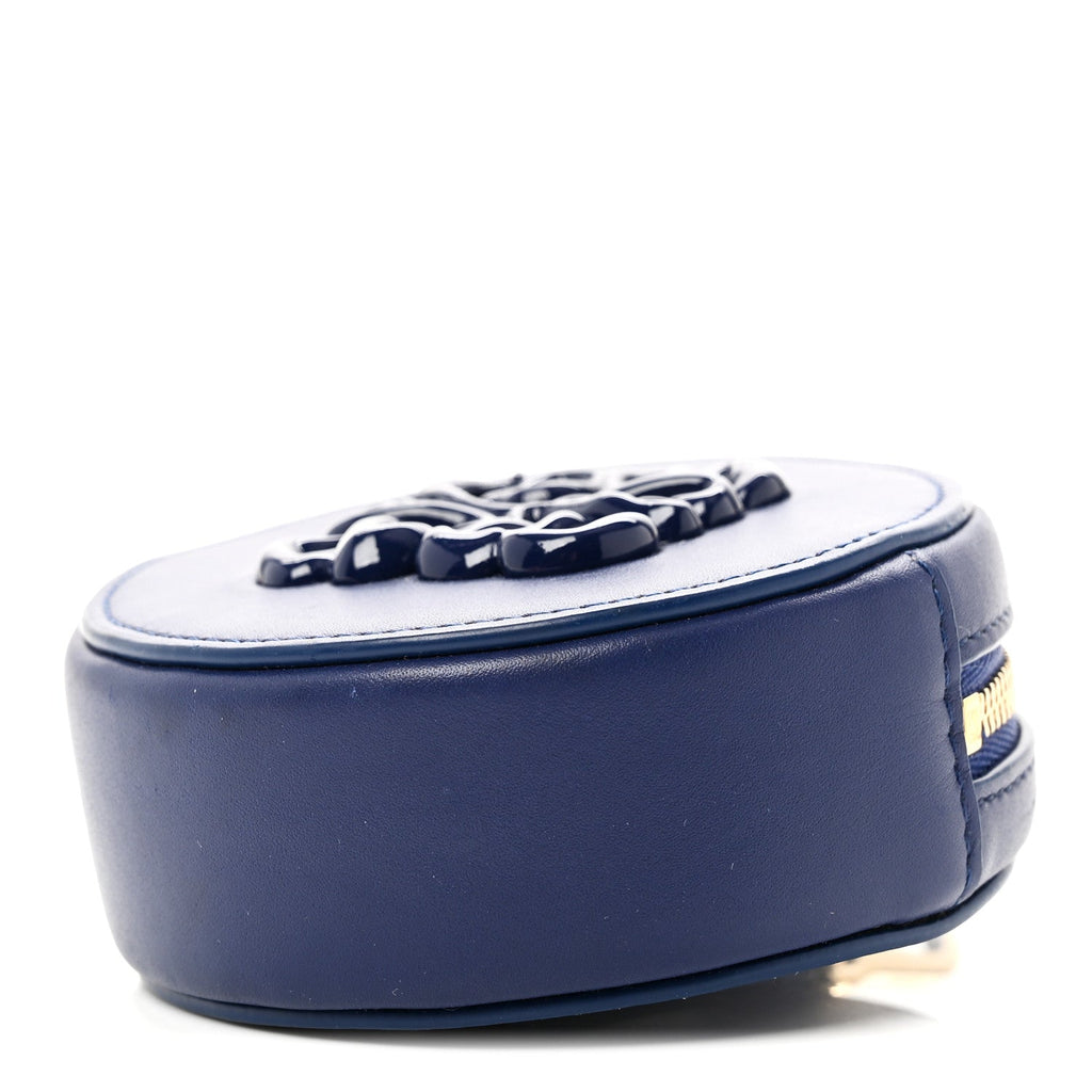 Calfskin Inflated Anagram Cookie Zip Coin Case Blue