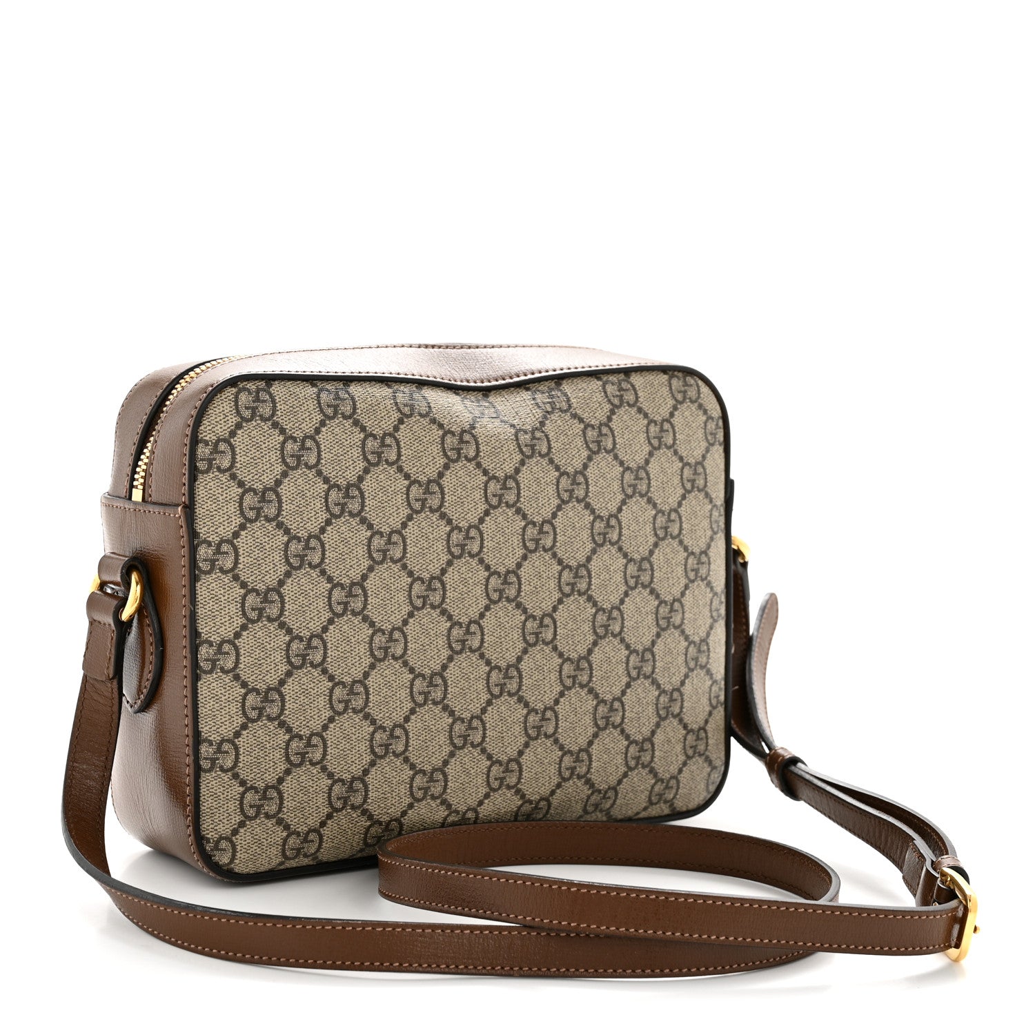 GG Supreme Monogram Small Horsebit 1955 Shoulder Bag Beige Brown Sugar