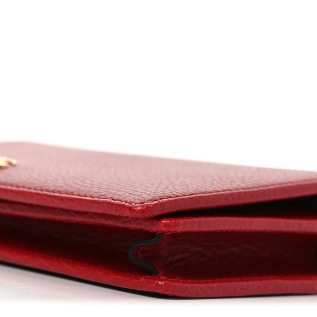 Dollar Calfskin Mini GG Marmont Chain Wallet Hibiscus Red