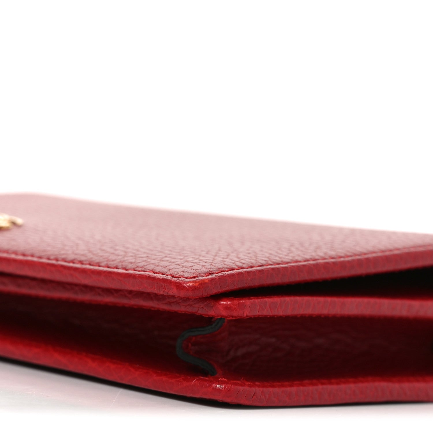 Dollar Calfskin Mini GG Marmont Chain Wallet Hibiscus Red