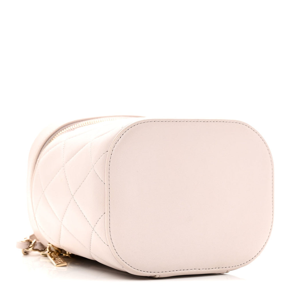 Lambskin Quilted Trendy Vanity Case Lilac