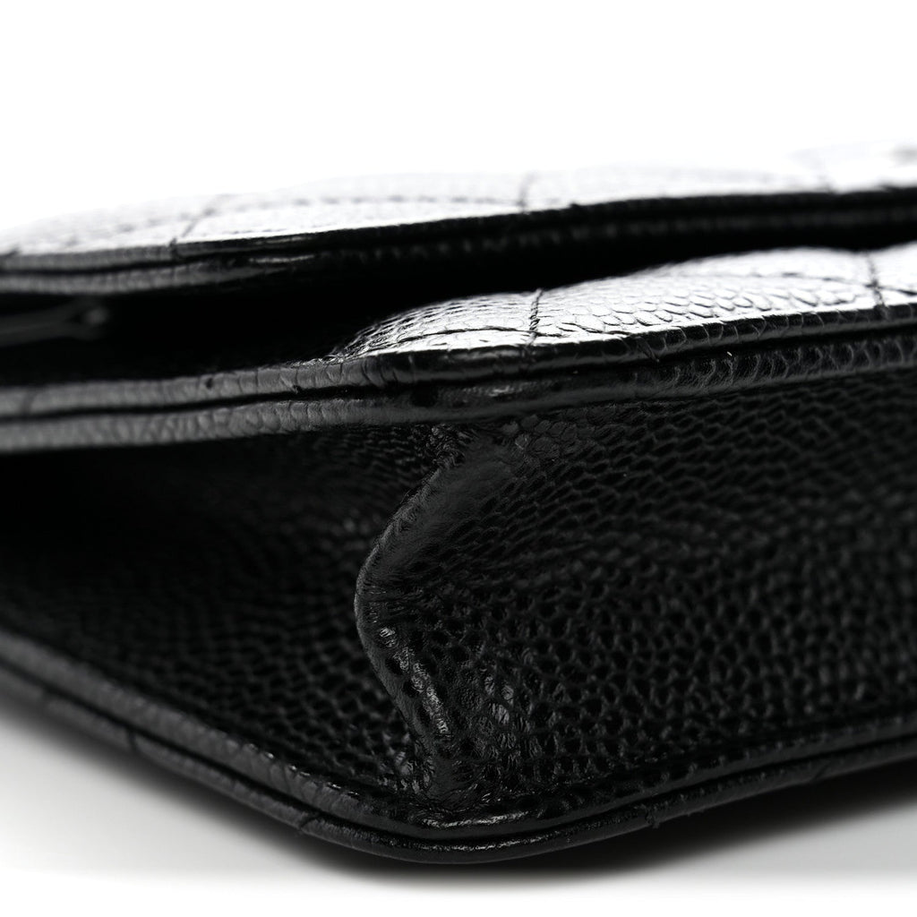 Caviar Quilted Wallet on Chain WOC Black