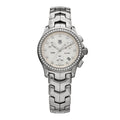 Stainless Steel Diamond Bezel Mother of Pearl 33mm Link Lady Quartz Watch CJF1314