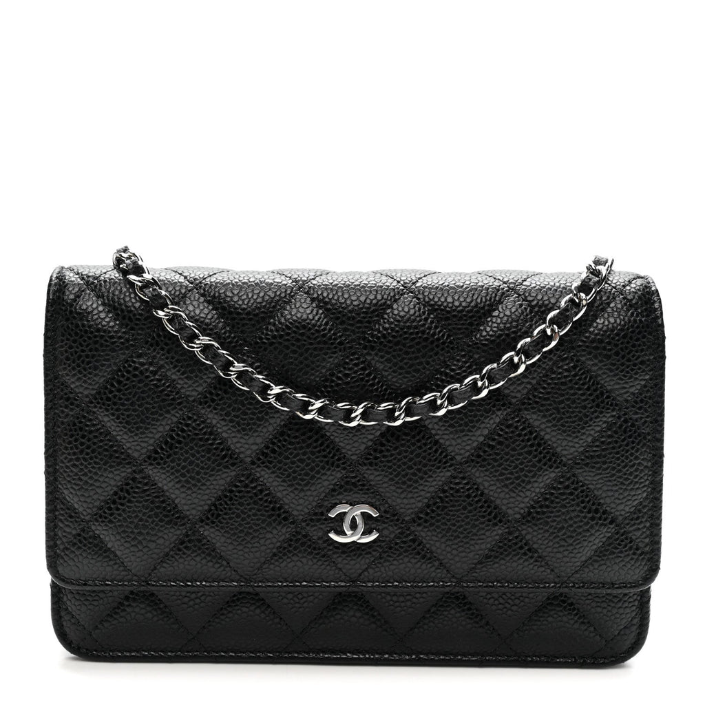 Caviar Quilted Wallet on Chain WOC Black