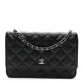 Caviar Quilted Wallet on Chain WOC Black