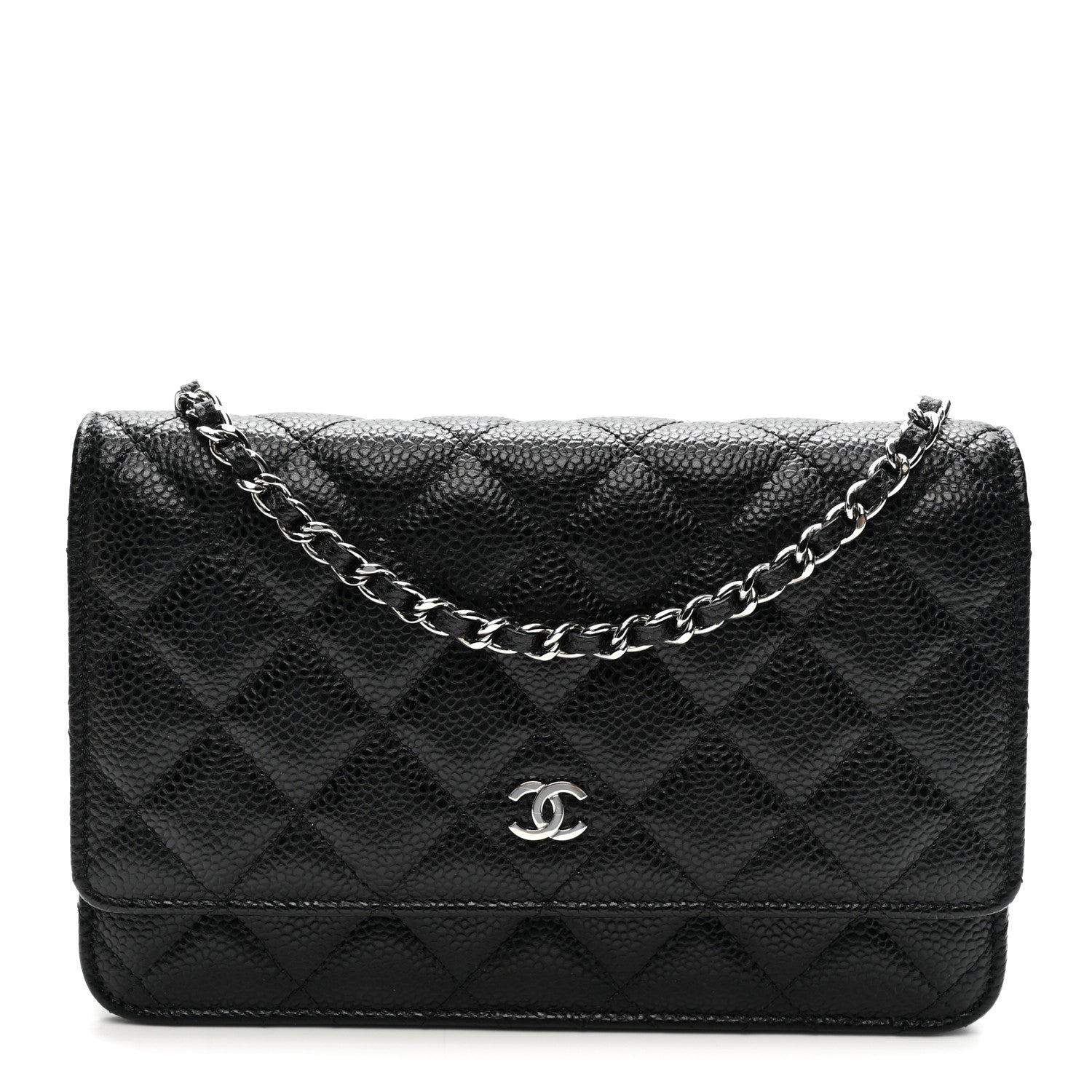 Caviar Quilted Wallet on Chain WOC Black