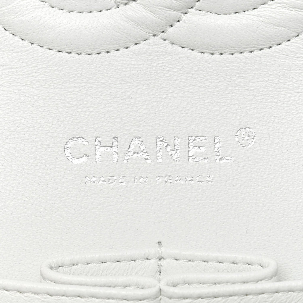 Caviar Quilted Medium Double Flap White