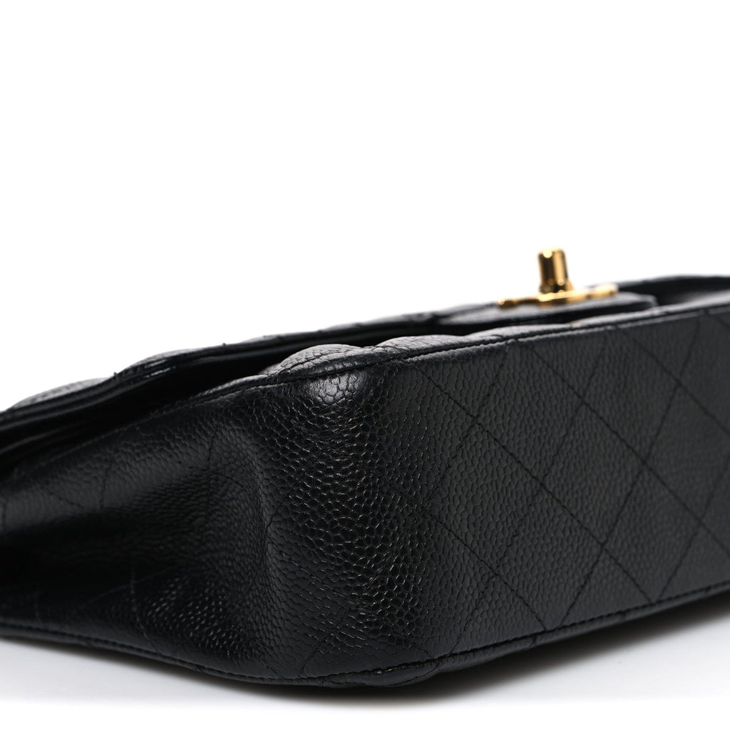 Caviar Quilted Medium Double Flap Black