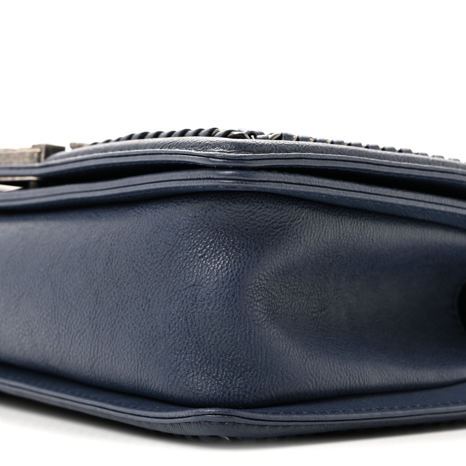 Lambskin Quilted Medium Top Handle Boy Flap Blue