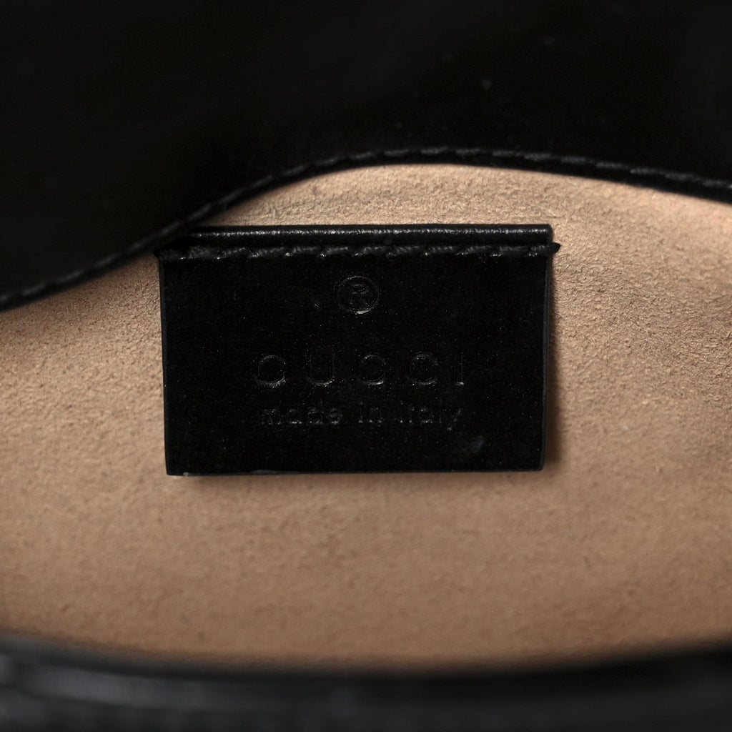 Calfskin Matelasse Super Mini GG Marmont Shoulder Bag Black