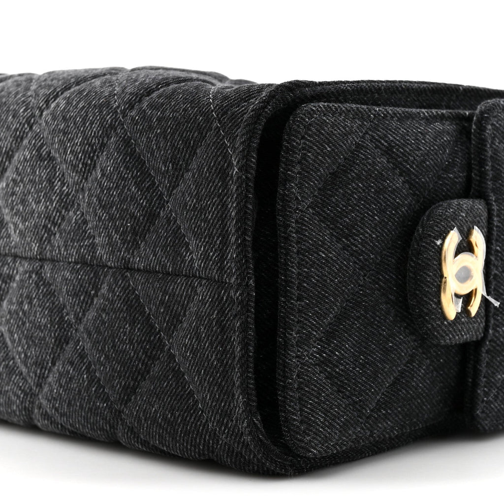 Washed Denim Quilted Mini Chanel 25 Handbag Black
