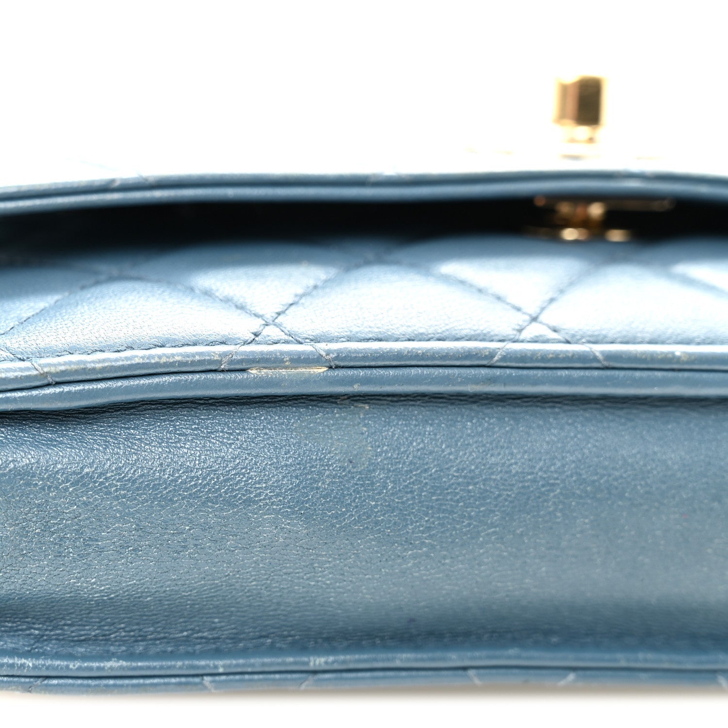 Lambskin Quilted Trendy CC Wallet On Chain WOC Blue