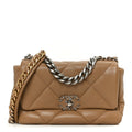 Lambskin Quilted Medium Chanel 19 Flap Dark Beige