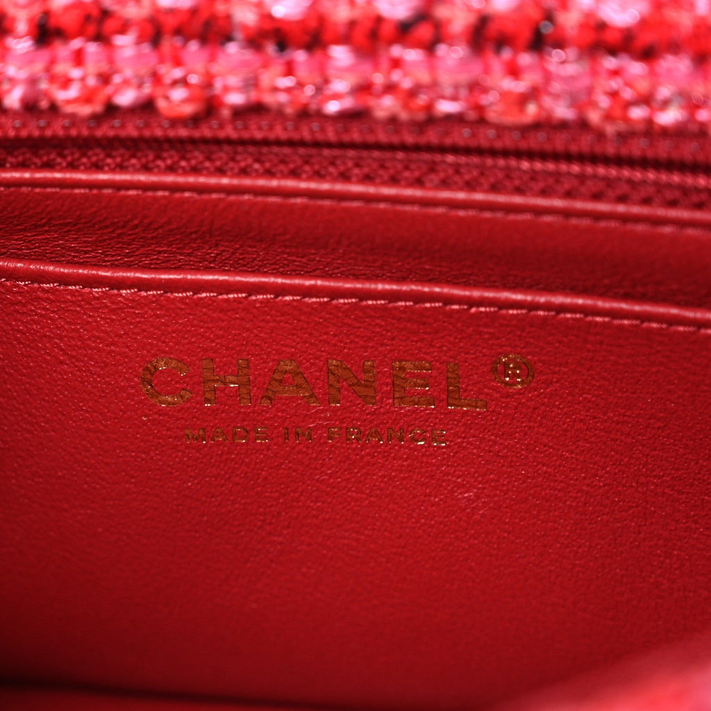 Tweed Quilted Mini 2.55 Reissue Flap Red Ecru Black